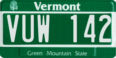 VT license plate VUW142