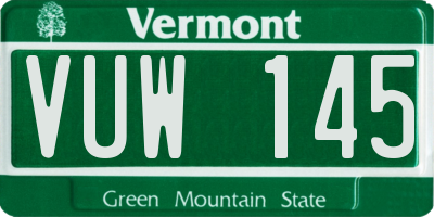 VT license plate VUW145