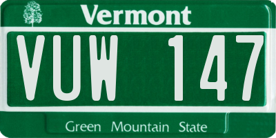 VT license plate VUW147