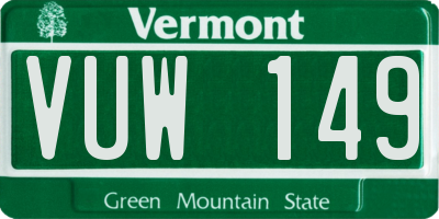 VT license plate VUW149