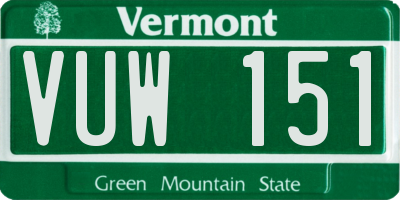 VT license plate VUW151