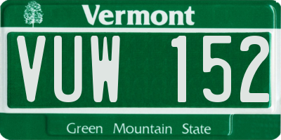 VT license plate VUW152