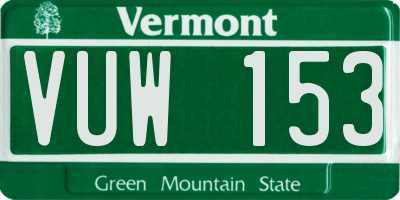 VT license plate VUW153