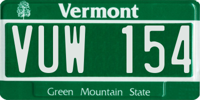 VT license plate VUW154