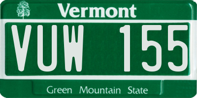 VT license plate VUW155