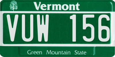VT license plate VUW156