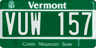 VT license plate VUW157