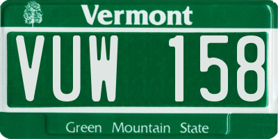 VT license plate VUW158