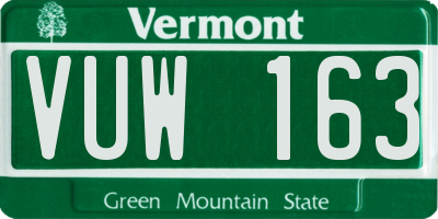 VT license plate VUW163