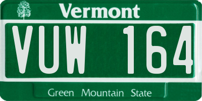VT license plate VUW164