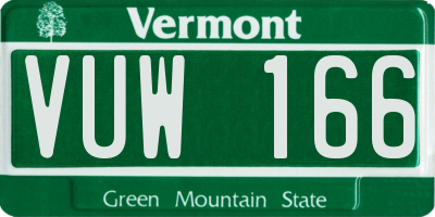 VT license plate VUW166