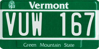 VT license plate VUW167