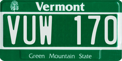 VT license plate VUW170
