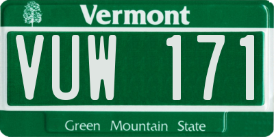 VT license plate VUW171