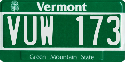 VT license plate VUW173