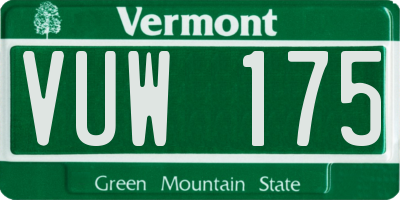 VT license plate VUW175