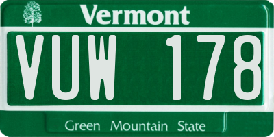 VT license plate VUW178