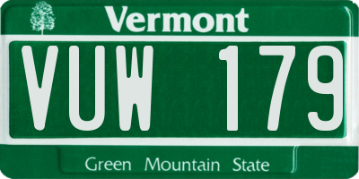 VT license plate VUW179