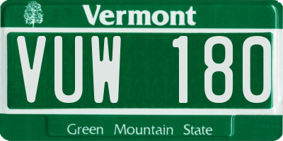 VT license plate VUW180