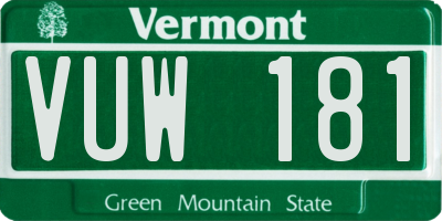 VT license plate VUW181
