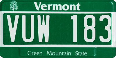VT license plate VUW183