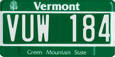 VT license plate VUW184