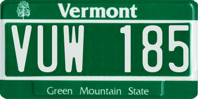 VT license plate VUW185