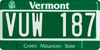 VT license plate VUW187