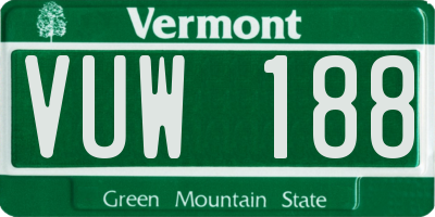 VT license plate VUW188