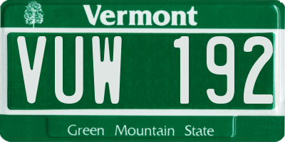 VT license plate VUW192