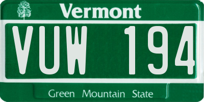 VT license plate VUW194