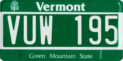 VT license plate VUW195