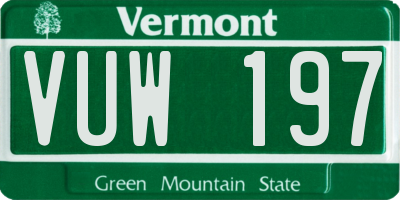 VT license plate VUW197