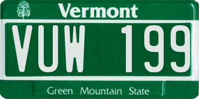 VT license plate VUW199