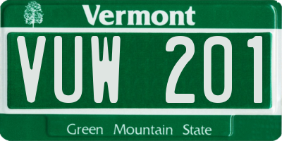 VT license plate VUW201