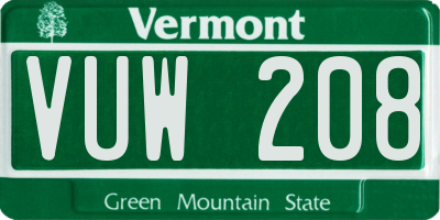 VT license plate VUW208