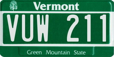 VT license plate VUW211