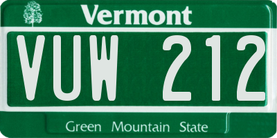 VT license plate VUW212