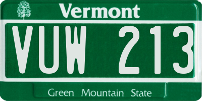 VT license plate VUW213