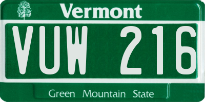 VT license plate VUW216