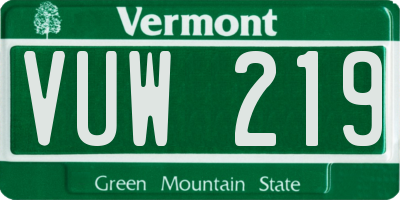 VT license plate VUW219