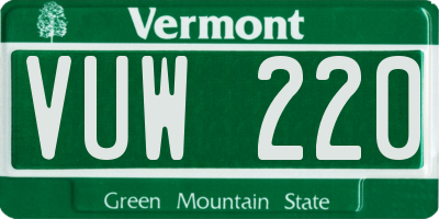 VT license plate VUW220