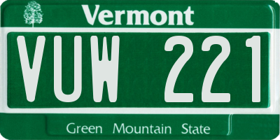 VT license plate VUW221