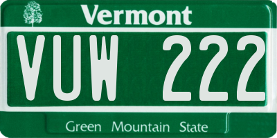 VT license plate VUW222