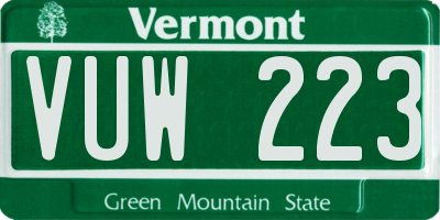 VT license plate VUW223