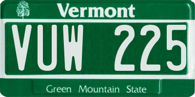VT license plate VUW225