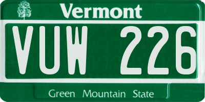 VT license plate VUW226