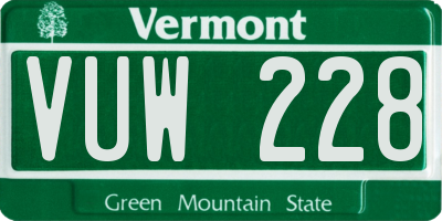VT license plate VUW228