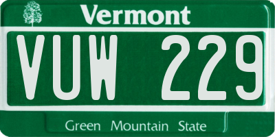 VT license plate VUW229