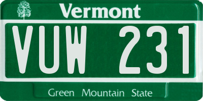 VT license plate VUW231